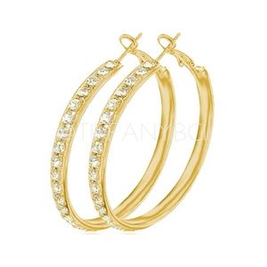 18k Gold CZ Hoop Earring